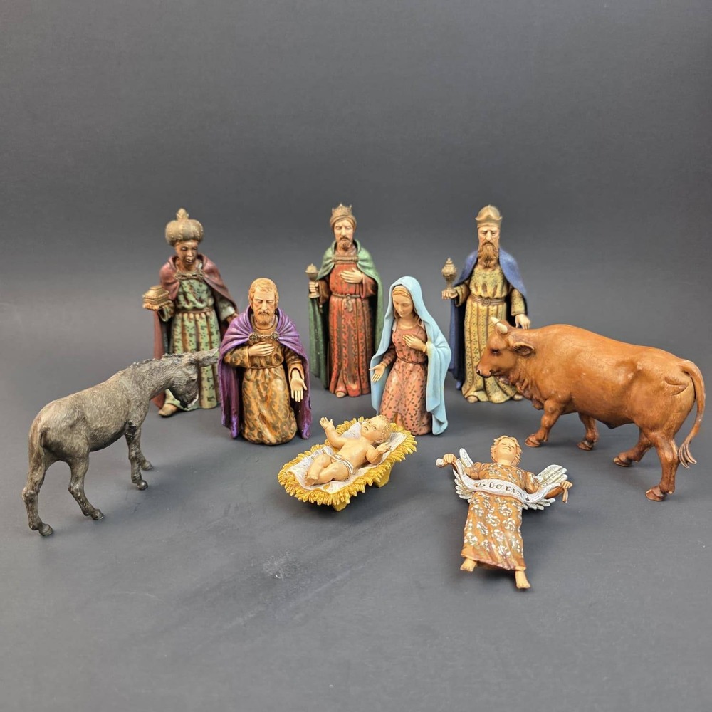 Vintage Enrico Landi Italian Nativity Set 9 Pieces 5 Inch Christmas Creche Italy